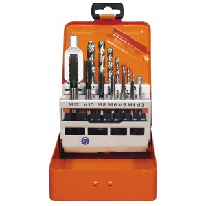 Einschnitt-Gewindebohrer-Set M3-M12, 15-tlg., HSS-G