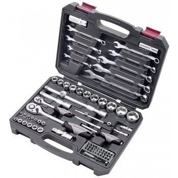 KRAFTWERK STECKSCHLÜSSEL- SATZ, BASIC-LINE, 1/4" + 1/2", 80-TLG. 