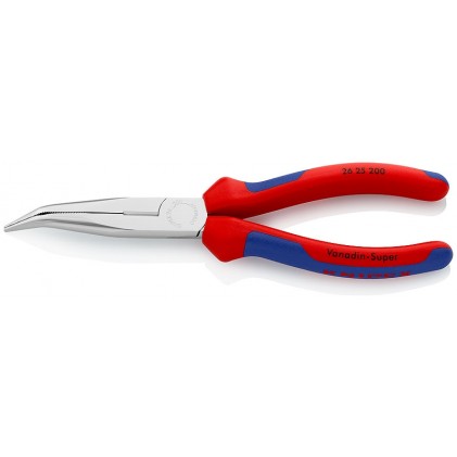 Knipex Flachrundzange 200 mm, Gebogen mit Schneide, verchromt