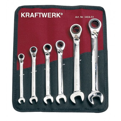 Kraftwerk Gearwrench-Satz 8-19 mm, 6-tlg., Rolltasche