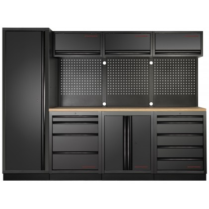 KRAFTWERK 4-ELEMENT-WERKSTATT-SCHRANKWAND BLACK MOBILIO