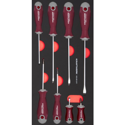 KRAFTWERK SCHLITZ/PH SCHRAUBENDREHER-EINLAGE 20X40, PRO-LINE, 8-TLG.