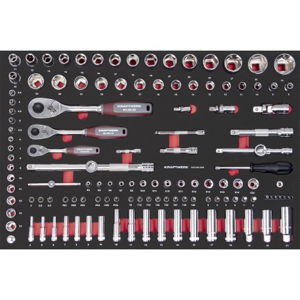 KRAFTWERK STECKSCHLÜSSEL-EINLAGE 60X40, 1/4"+3/8"+1/2", PRO-LINE, 125-TLG.